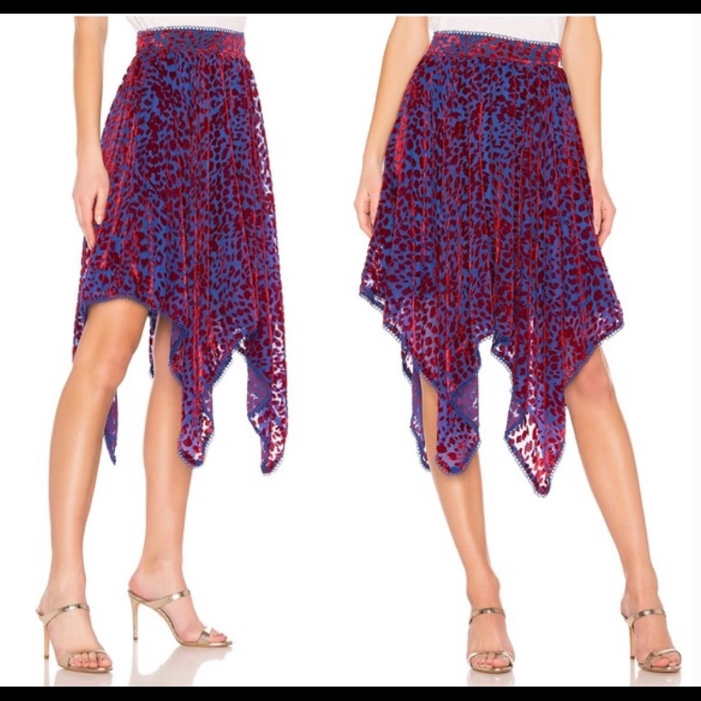 House of Harlow 1960 x revolve penny skirt in cobalt asymmetrical mini midi